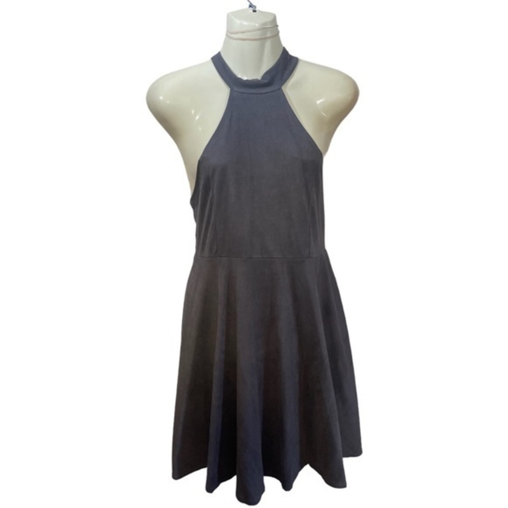 Unbranded Womens Faux Suede Strapless High Neck Mini Dress Size L
